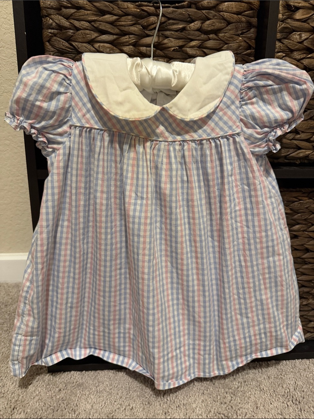 TBBC Pastel Gingham Peter Pan Collar Dress - 12-18 months